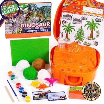 The Young Scientists Club Dinosaur Adventure Pack by Horizon Group USA, STEM Kit, 16 Educational Activities, Includes Reusable Backpack, DIY Foam Dinosaur & Fossils, 42-Piece Card Game & More