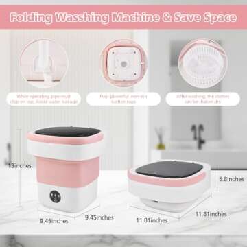 Imfriy Portable Mini Washing Machine for Small Items (12L, Pink)