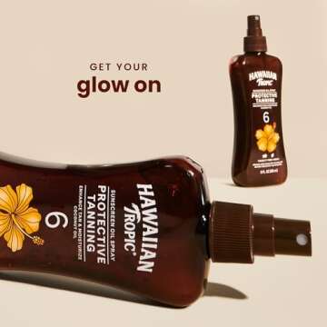 Hawaiian Tropic Island Tanning Oil Spray Sunscreen SPF 6, 8oz | Tanning Sunscreen, Tanning Oil with SPF, Moisturizing Body Oil, Hawaiian Tropic Oil, Oxybenzone Free Outdoor Tanning Oil, 8oz