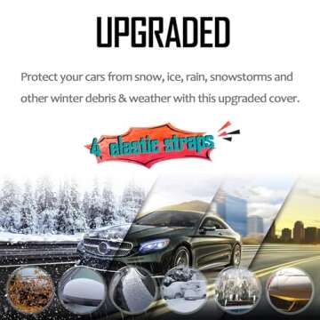 EXQUISLIFE Windshield Snow Ice Cover for Cars, Extra Larger Size 82"x 62" Shade, Waterproof Winter Frost and Sunshade Cover with Side Mirrors Cover, Windshield Protector for Cars, SUVs, Trucks