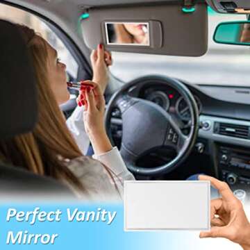 Randconcept - Large Car Sun Visor Adhesive Vanity Mirror, Car Interrior Cosmetic Makeup Mirror, Seatback Stainless Steel Portable Accessories for Automotive Truck SUV Vehicle