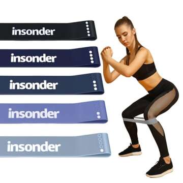 Insonder Resistance Band Set of 5 - Resistance Bands for Working Out - Exercise Bands Resistance - Workout Bands & Elastic Band - Stretch Bands for Exercise - Fitness Bands, Booty Bands Leg Exercise