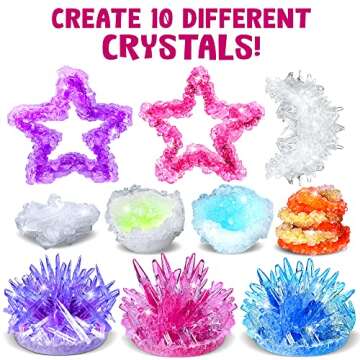 Crystal Growing Kit for Kids - 10 Crystals Science Experiment Kit + 2 Glow in The Dark Crystals with DIY Paint Display Stand – Great Gift for Girls and Boys Ages 8-12