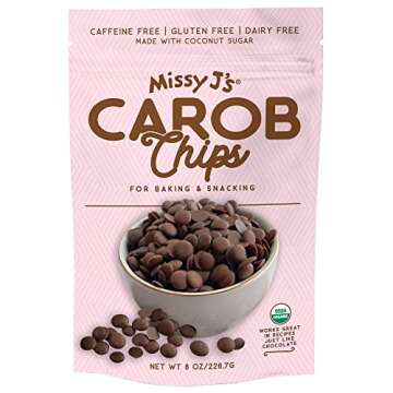 Missy J's Organic Carob Chips 3 Pack | Carob Made w/Coconut Sugar, Vegan and Gluten-Free | Healthy Caffeine Free Substitute for Chocolate, Perfect for Snacks and Treats