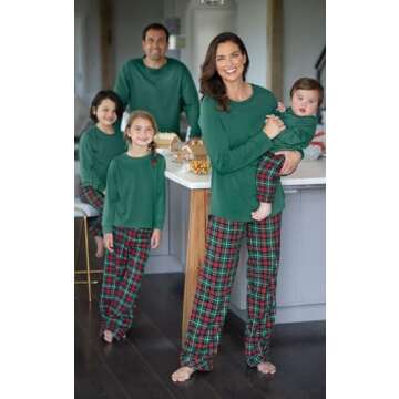 Festive Family PajamaGram Christmas Pajamas in Red & Green Plaid, Women's SM