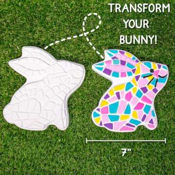 Creative Roots Paint Your Own Bunny Garden Stone, Craft Kits, Stepping Stones Kit for Kids, Ceramics to Paint, Ages 6+