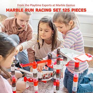 Marble Genius Marble Run Racing Set: 125-Piece Marble Run Racing Set Toys for Kids, Marbles Maze Tower Building Blocks, Marbles Race Track Rolling Game, Educational Learning STEM Toy Gift