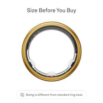 Oura Ring Gen3 Horizon - Gold - Size 8 - Smart Ring - Size First with Oura Ring Gen3 Sizing Kit - Sleep Tracking Wearable - Heart Rate - Fitness Tracker - 5-7 Days Battery Life