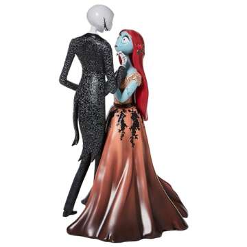 Enesco Disney Showcase Couture de Force The Nightmare Before Christmas Jack and Sally Embracing Figurine- Resin Hand Crafted Painted Collectible Halloween Disney Figurines Home Decor Statue, 9.5 Inch