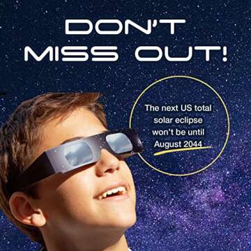 Solar Eclipse Glasses AAS Approved 2024 - Made in the USA CE and ISO Certified Safe Shades for Direct Sun Viewing (10 Pack)