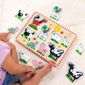 Melissa & Doug Farm Animals Sound Puzzle - Fun Wooden Sound Puzzle for Kids