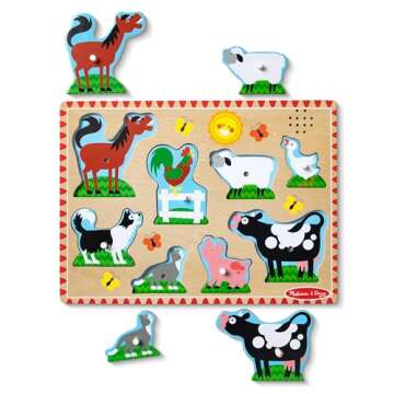 Farm Animals Sound Puzzle - Fun & Interactive Wooden Toy