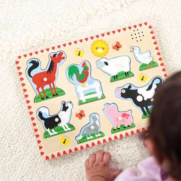 Farm Animals Sound Puzzle - Fun & Interactive Wooden Toy