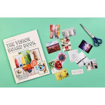 Free Period Press Vision Board Book, 700+ Words & Images in All Categories, for Visualizing Your Life Goals & Dreams, Playful, Stylish Pictures for Collage Making & Scrapbooking