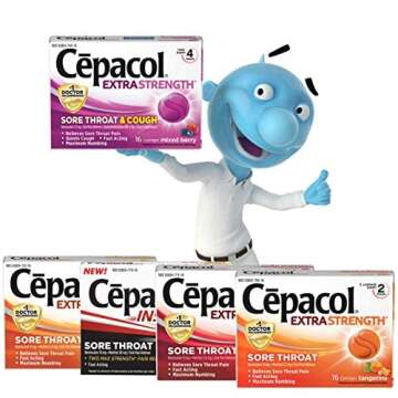 Cepacol Extra Strength Sore Throat Relief Lozenges, Honey Lemon Cough Drops, Maximum Numbing- Fast Acting Sore Throat, Mouth & Canker Sore Pain Relief with Benzocaine & Menthol, 16 Count