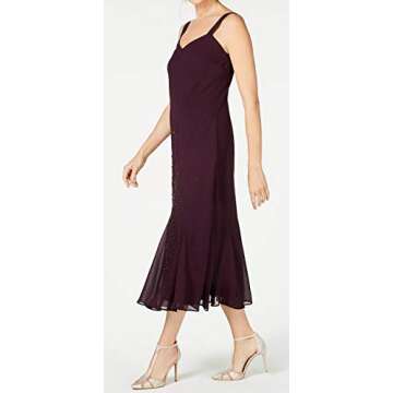 R&M Richards Eggplant Beaded Chiffon Dress Size 10