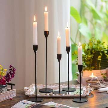 Black Candlestick Holders Set of 10, Black Candle Holder Taper Candle Holders, Metal Candle Stick Holder for Wedding Centerpiece Party Events Anniversary Dinning Table Bridal Showers Home Mantel Decor