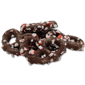 Hayden Valley Foods Peppermint Chocolate Covered Pretzels - 5oz Resealable Bag - Gourmet Flavored Pretzels