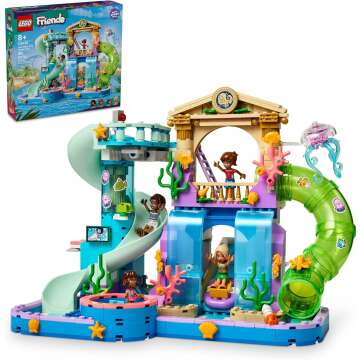 LEGO Friends Heartlake City Water Park Summer Toy Building Set for Kids, Creative Play for Girls and Boys Ages 8 Years and Up, includes 3 Mini Dolls, a Micro Doll, 3 Water Slides and Whirlpool, 42630