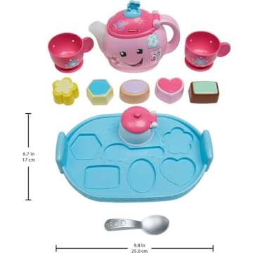 Fisher-Price Toddler Toy Laugh & Learn Sweet Manners Tea Set with Smart Stages Learning Songs for Pretend Play Kids Ages 18+ Months