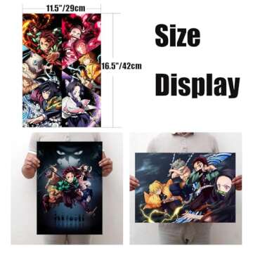 Anime Demon Poster Set: 12 Wall Decor & 50 Slayer Stickers