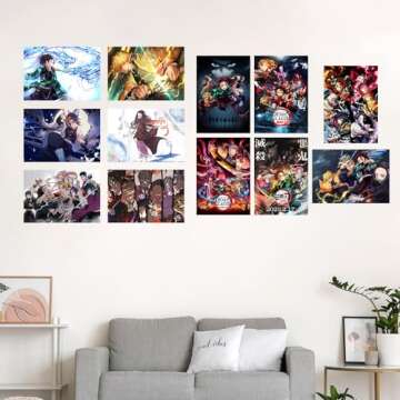 Anime Demon Poster Set with Slayer Stickers for Room