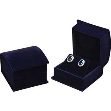 Luxury Navy Blue Velvet Jewelry Gift Box