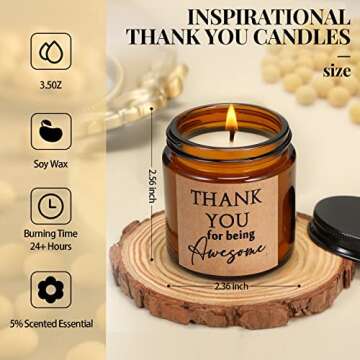 Fumete 10 Pcs Thank You Candles Bulk Valentine's Day Candle Thank You for Being Awesome Scented Candles Inspirational Thank You Gift for Women Medical Assistant Appreciation Gifts Employee Team(Tawny)