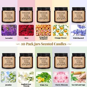 Fumete 10 Pcs Thank You Candles Bulk Valentine's Day Candle Thank You for Being Awesome Scented Candles Inspirational Thank You Gift for Women Medical Assistant Appreciation Gifts Employee Team(Tawny)