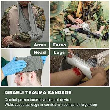 Upgrade Israeli Style Emergency Bandage, 2Pack 6 Inch Compression Bandage for Emergency Wound Dressing, First Aid and IFAK Trauma Military (6Inch-2Pcs)