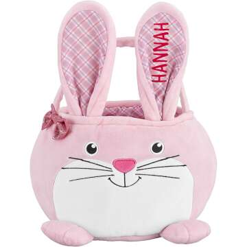 Personalized Pink Bunny Basket