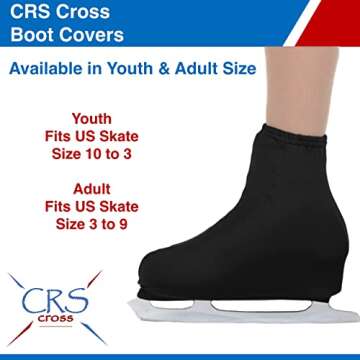 CRS Cross Skating Boot Covers Lycra Ice Skate Covers. Performance Ready Protection for Figure Skates, Ice Skating, Roller Skates.(Black, Adult)