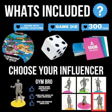 Influencers in the Wild Board Game - 2-6 Players - Built by Tank Sinatra & Tank's Good News - Social Media Board Games for Adults, Social Media Merchandise Card Games for Adults