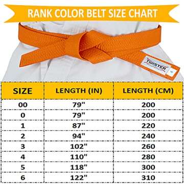 TWISTER Rank Belts for Martial Arts, Karate, Aikido, Taekwondo, Judo | Premium Cotton | Strong & Vibrant Colors