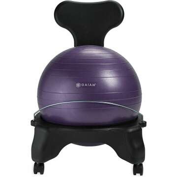 Gaiam Classic Balance Ball Chair – Ergonomic Desk Chair with Stability Ball