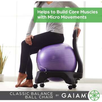 Gaiam Classic Balance Ball Chair for Home and Office