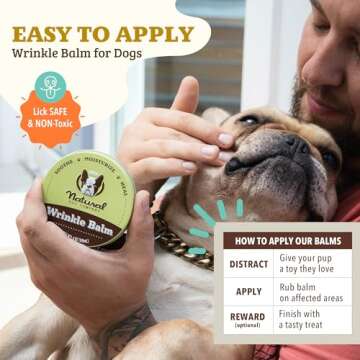 Natural Dog Company Wrinkle Balm for Dog Wrinkles (1oz Tin) All-Natural, Lick-Safe Dog Lotion for Dry Itchy Skin, French Bulldog Skin Care, Moisturizes & Cleans Wrinkle Folds, Plant-Based, Made in USA