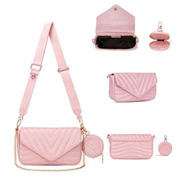 Small Quilted Crossbody Bags for Women Stylish Designer Purses and Handbags with Coin Purse and Adjustable Shoulder Strap (Pink)