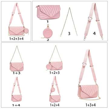 Small Quilted Crossbody Bags for Women Stylish Designer Purses and Handbags with Coin Purse and Adjustable Shoulder Strap (Pink)