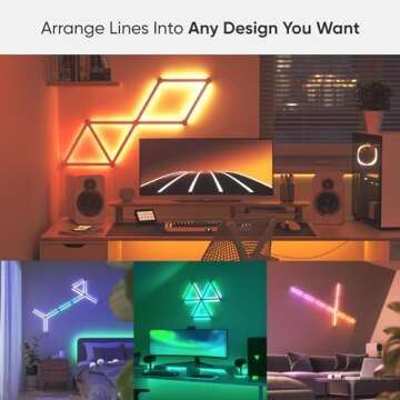 Nanoleaf Lines WiFi Smart RGBW 16M+ Color LED Dimmable Gaming and Home Decor Wall Lights Starter Kit (9 LED Light Lines)