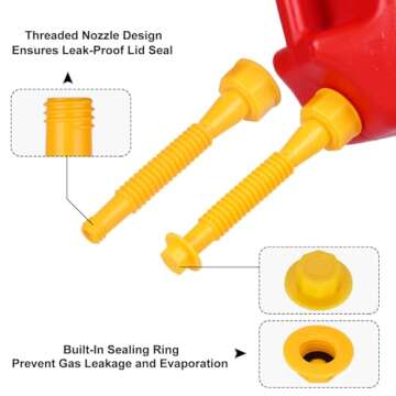 Gas Can Spout Replacement, Gas Can Nozzle, Fuel Can Spout, Upgraded (6Kit-Yellow) with Gas Can Caps, Spout Sealing Caps, Gas Can Vent Caps, Flexible Pour Nozzle Suitable for Most 1/2/5/10 Gal Oil Cans