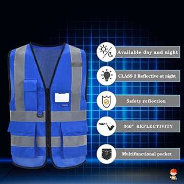 High Visibility Reflective Work Vest with Pockets