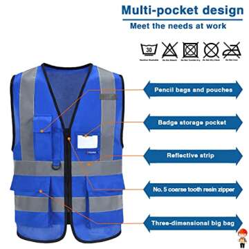 High Visibility Reflective Work Vest with Pockets