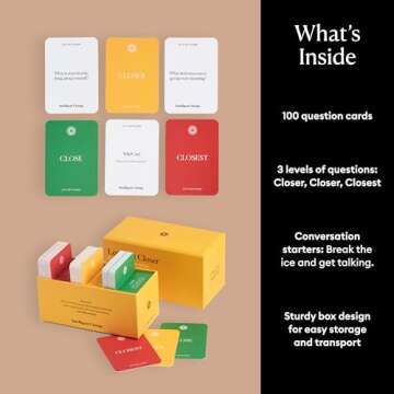 Intelligent Change Get Closer Social Bonding Card Game, Conversation Starters with Fun Questions & Activities, Talking Games for Adults, Icebreaker Game with 100 Question Cards