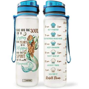 Mermaid Motivational Water Bottle - 64HYDRO PYL2304004