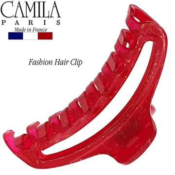 Camila Paris CP3221 French Hair Clip for Women, Medium Narrow, Open, Girls Hair Claw Clips Jaw Fashion Durable and Styling Hair Accessories for Women, Strong Hold No Slip Grip, Made in France