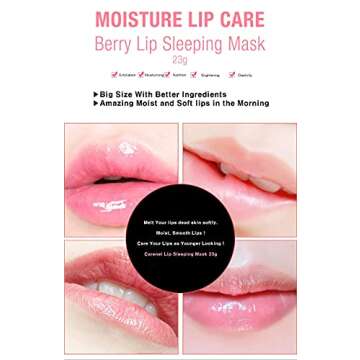 CARENEL Berry Lip Sleeping Mask 23g - Lip gloss and Moisturizers Long lasting Night Treatments Lip care balm Chapped cracked lips dry lips for girls, women and Men (Berry)