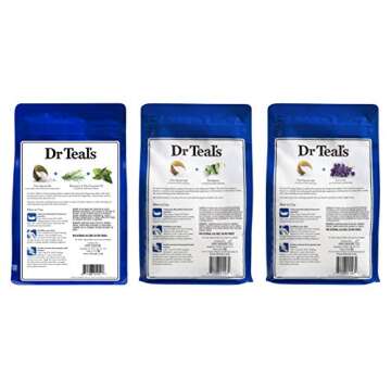 Dr. Teal's Pure Epsom Salt Soaking Solution Gift Set (3 Pack, 3lbs ea.) - Soothe & Sleep Lavender, Relax & Relief Eucalyptus with Spearmint, Wellness Therapy with Rosemary & Mint - Relaxes The Body