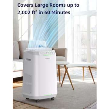 Nuwave OxyPure ZERO Air Purifiers with 20 Yr Washable and Reusable Bio Guard Tech Air Filter, Large Room Up to 2002 Ft², Air Quality Monitor, 0.1 Microns, 100% Capture Allergies, Smoke, Dust, Pollen