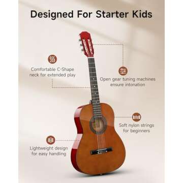 Moukey 36" Acoustic Guitar Kit for Beginners - Brown